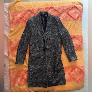 Zara Man Tweed / Herringbone Wool Coat